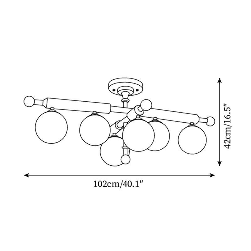 Briette Ceiling Light Wood Arms Sculptural Globe - Letslighting