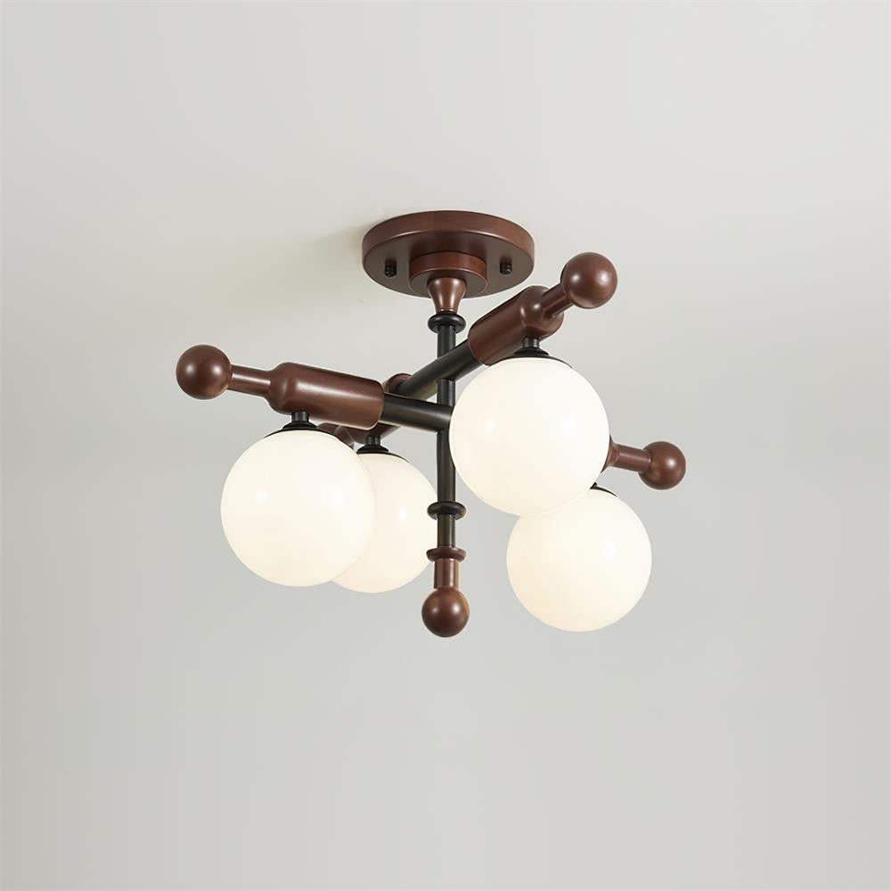 Briette Ceiling Light Wood Arms Sculptural Globe - Letslighting