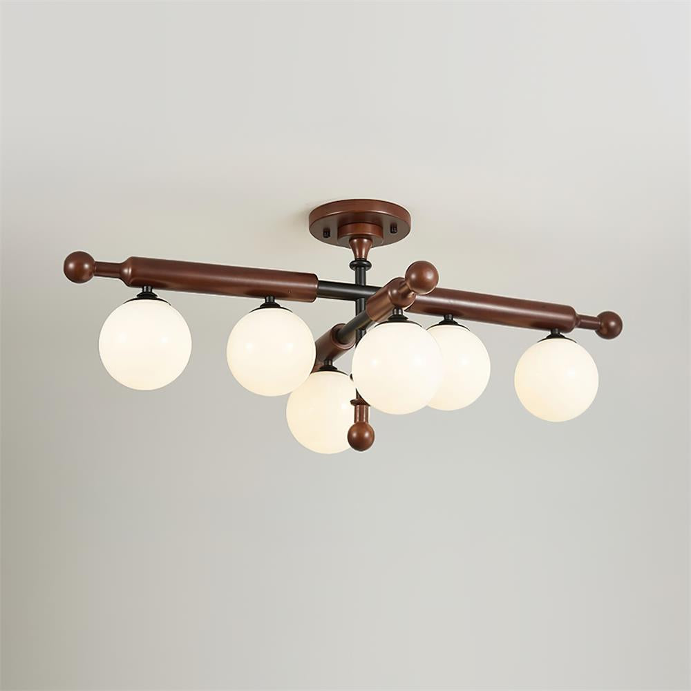 Briette Ceiling Light Wood Arms Sculptural Globe - Letslighting