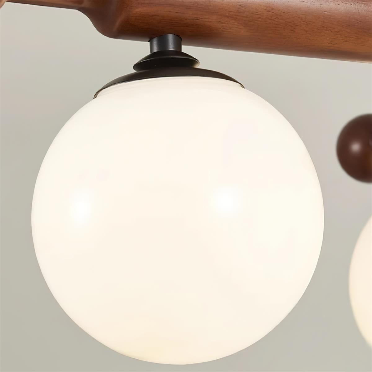 Briette Ceiling Light Wood Glass Globe Mid Century - Letslighting