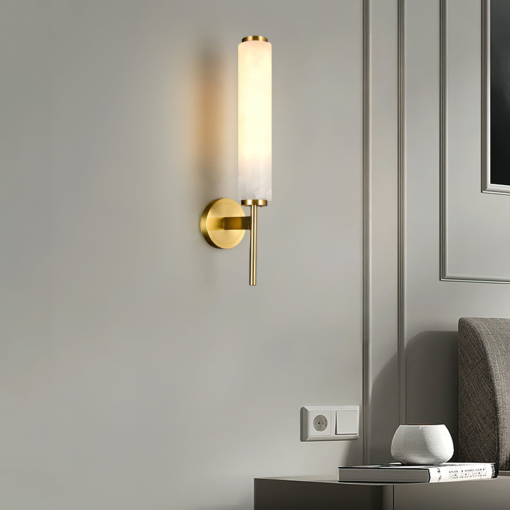Kristy Art Deco Alabaster Wall Lamp