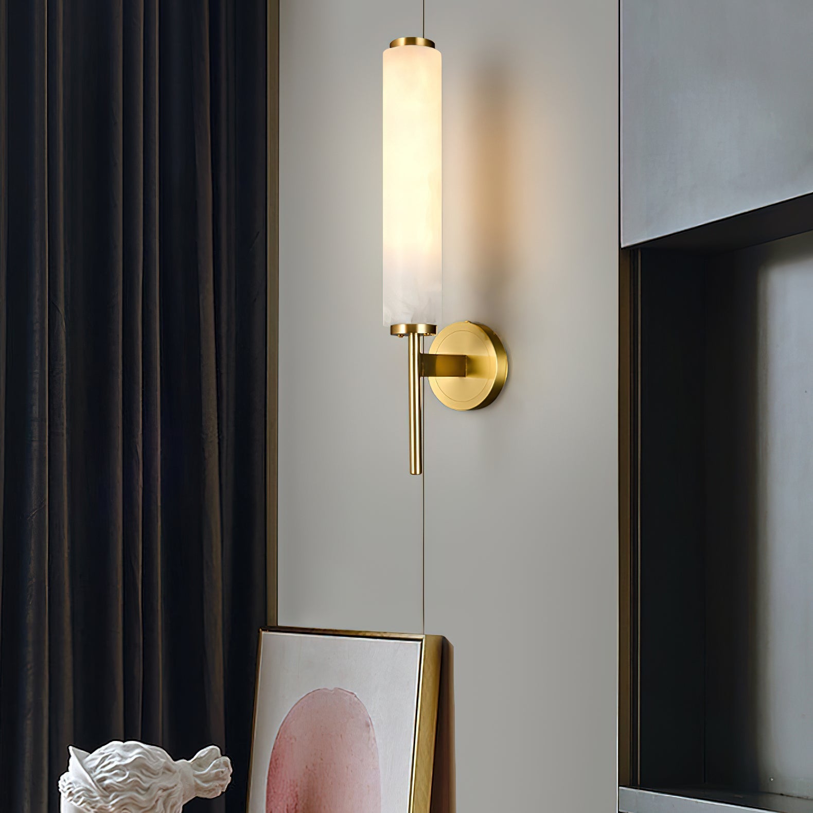 Kristy Art Deco Alabaster Wall Lamp