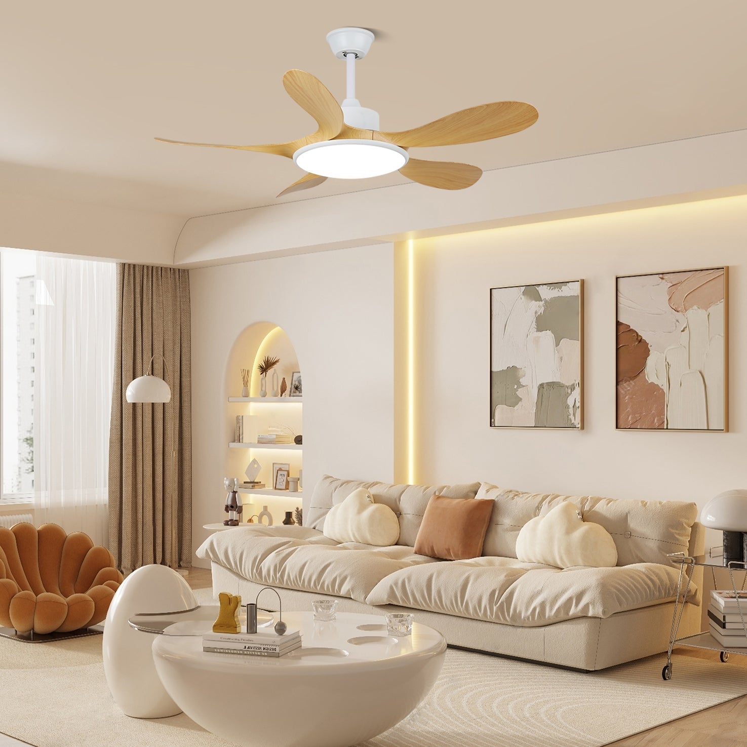 Elano Wood Ceiling Fan Light - Letslighting