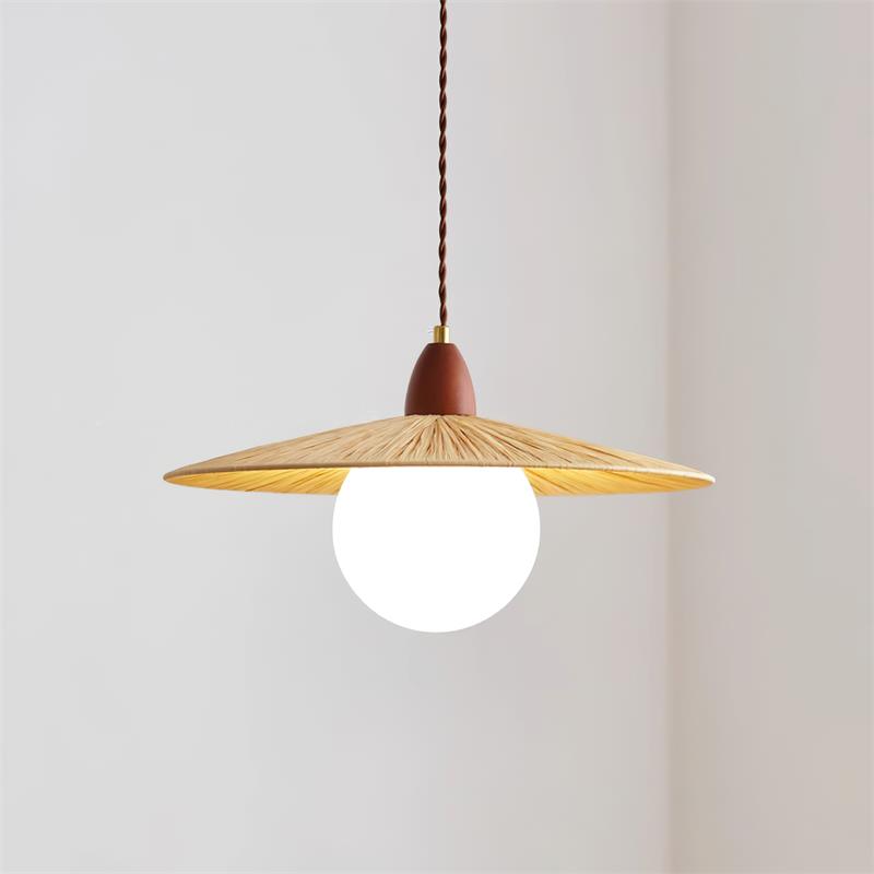 Briuna Pendant Lamp Raffia Organic Minimalist - Letslighting