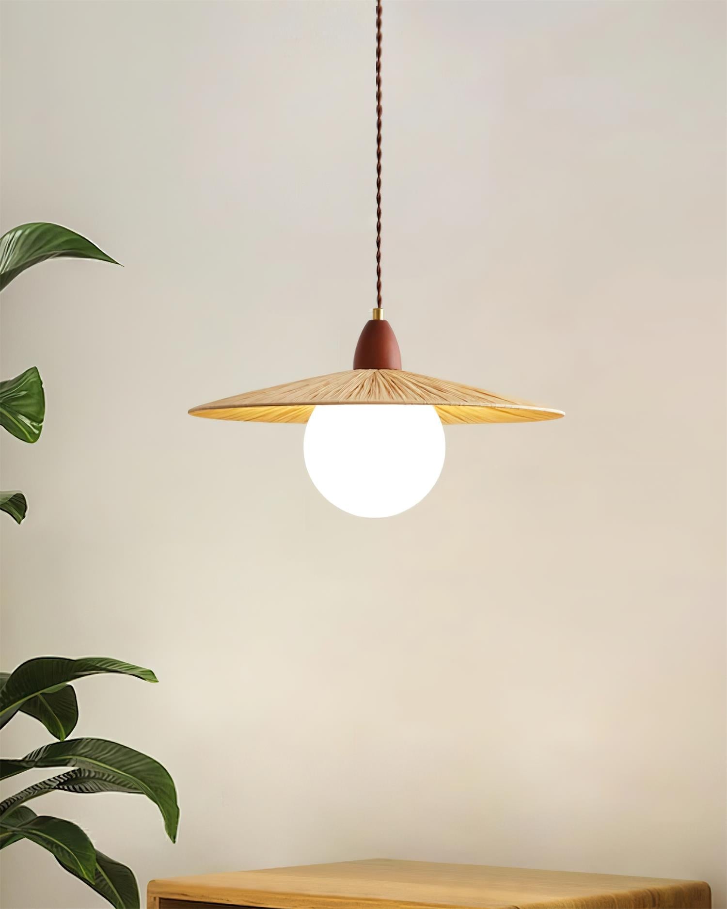 Briuna Pendant Lamp Raffia Organic Minimalist - Letslighting