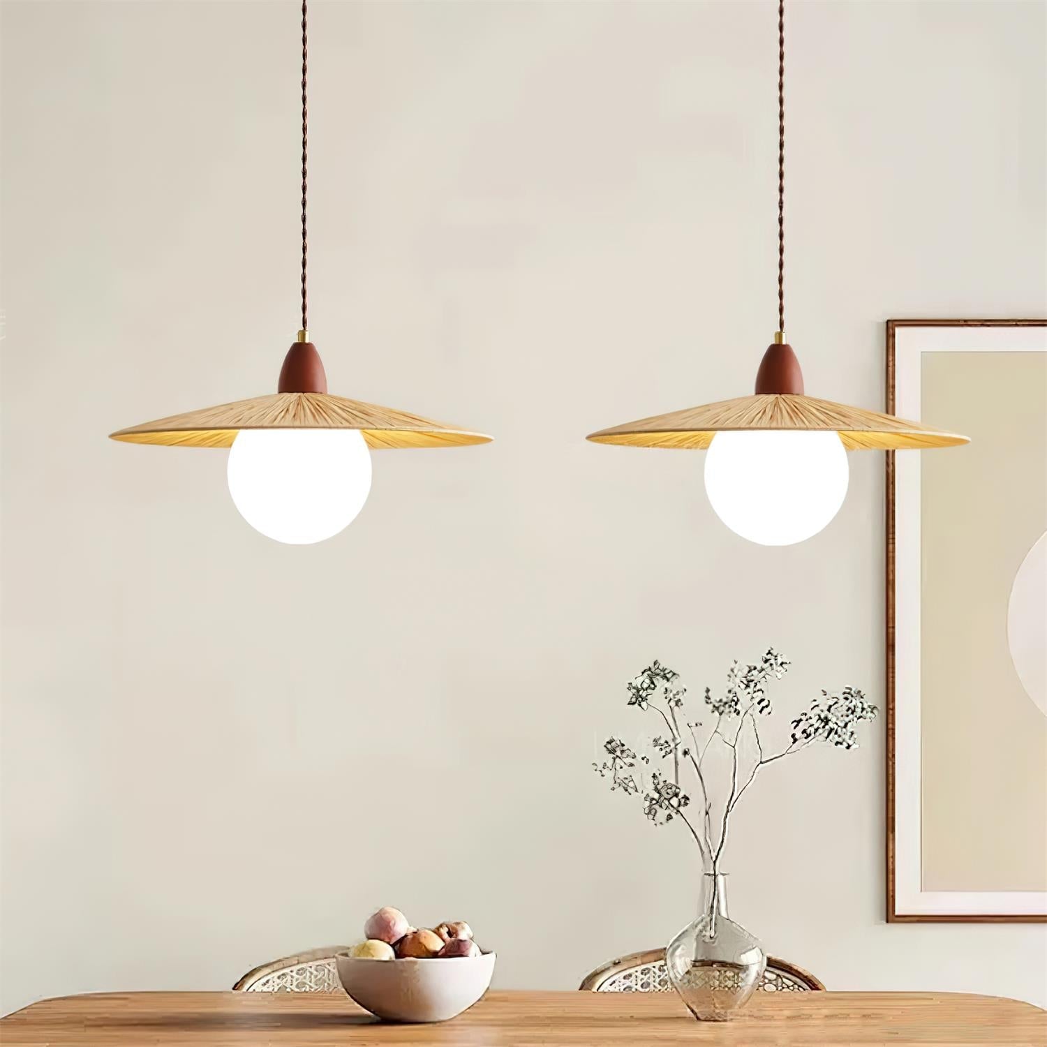 Briuna Pendant Lamp Raffia Organic Minimalist - Letslighting