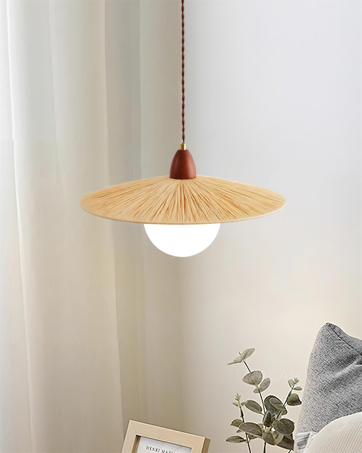 Briuna Pendant Lamp Raffia Organic Minimalist - Letslighting