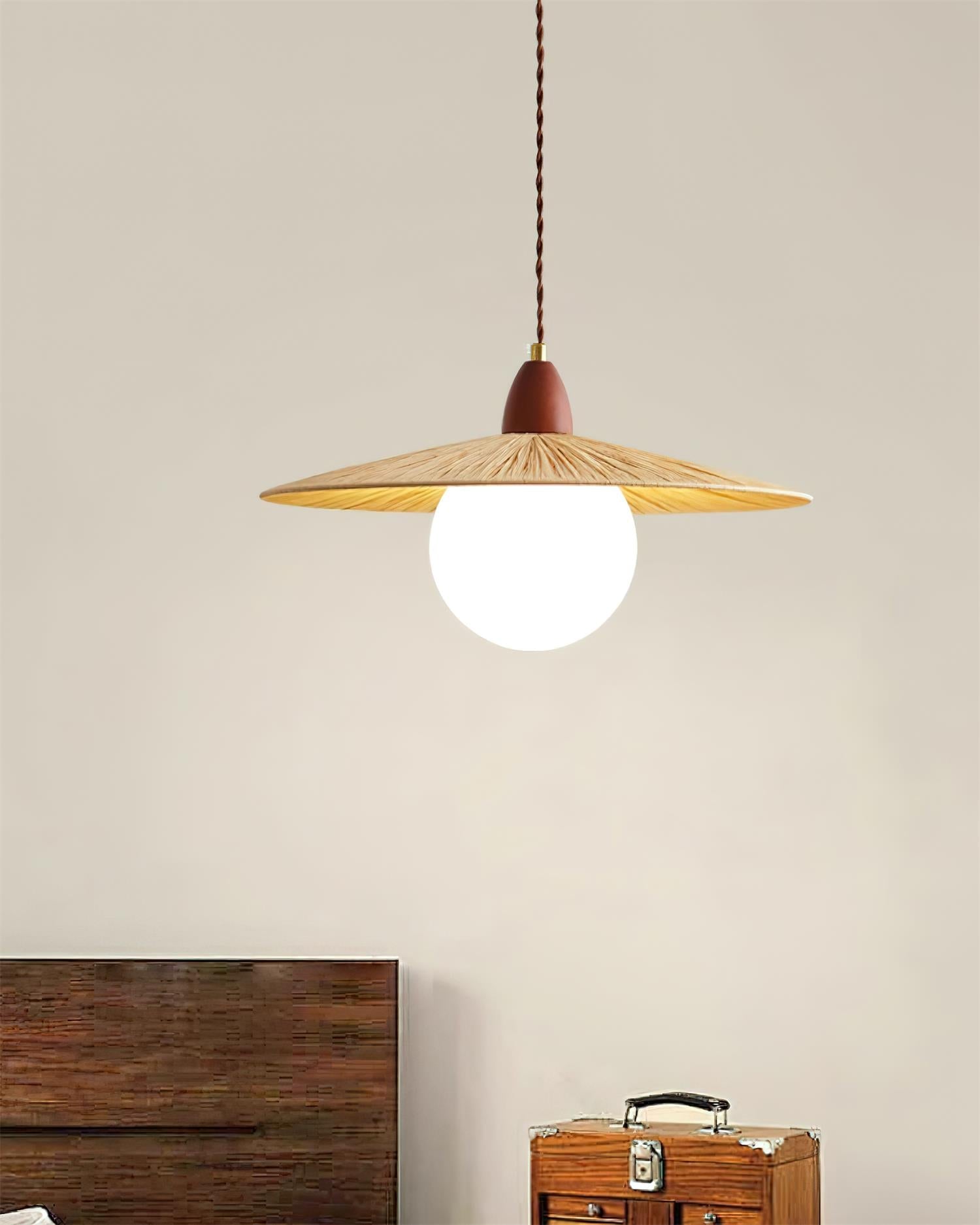 Briuna Pendant Lamp Raffia Organic Minimalist - Letslighting