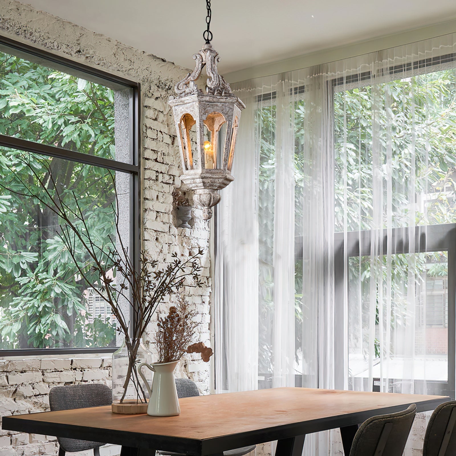 Seren Postmodern Luxury Elegance Wood Resin Lantern Pendant Lamp - Letslighting