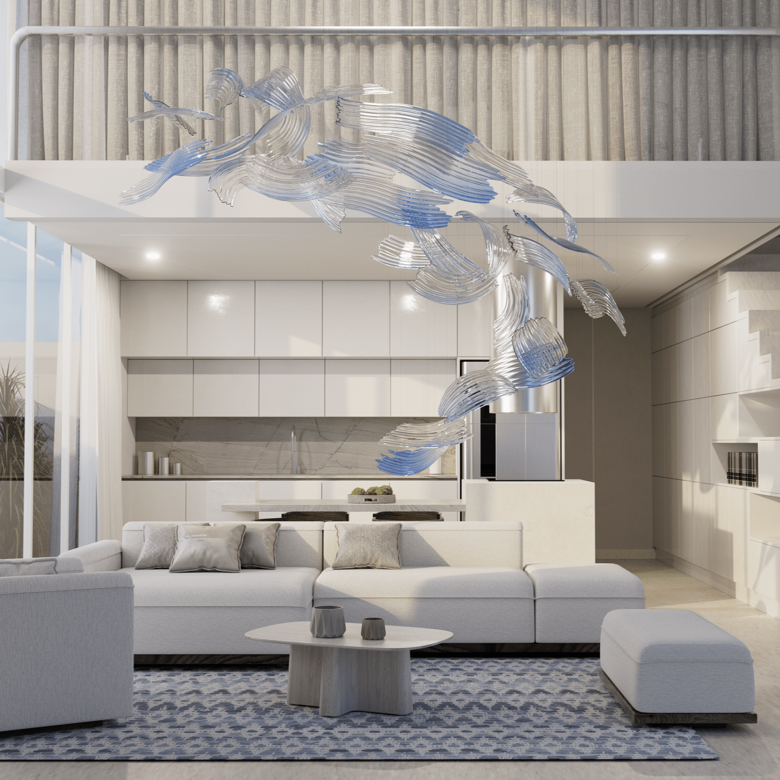 Brush Art Glass Chandelier Staircase - Letslighting