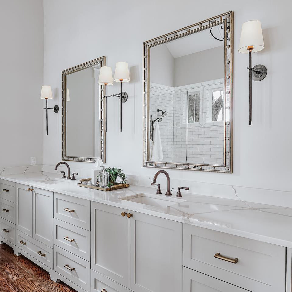 Silva Brass White Tapered Shade Wall Lamp - Letslighting