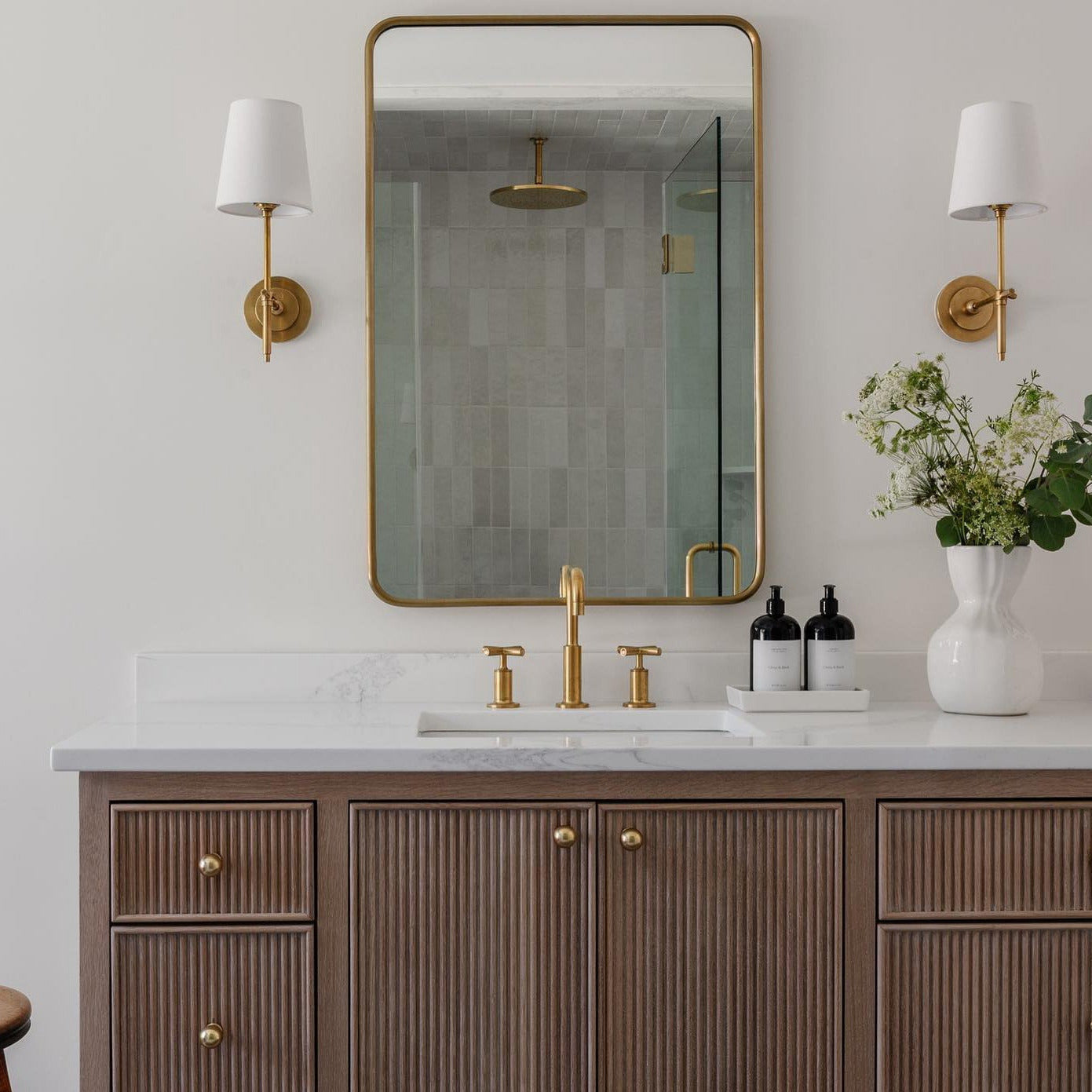 Silva Brass White Tapered Shade Wall Lamp - Letslighting