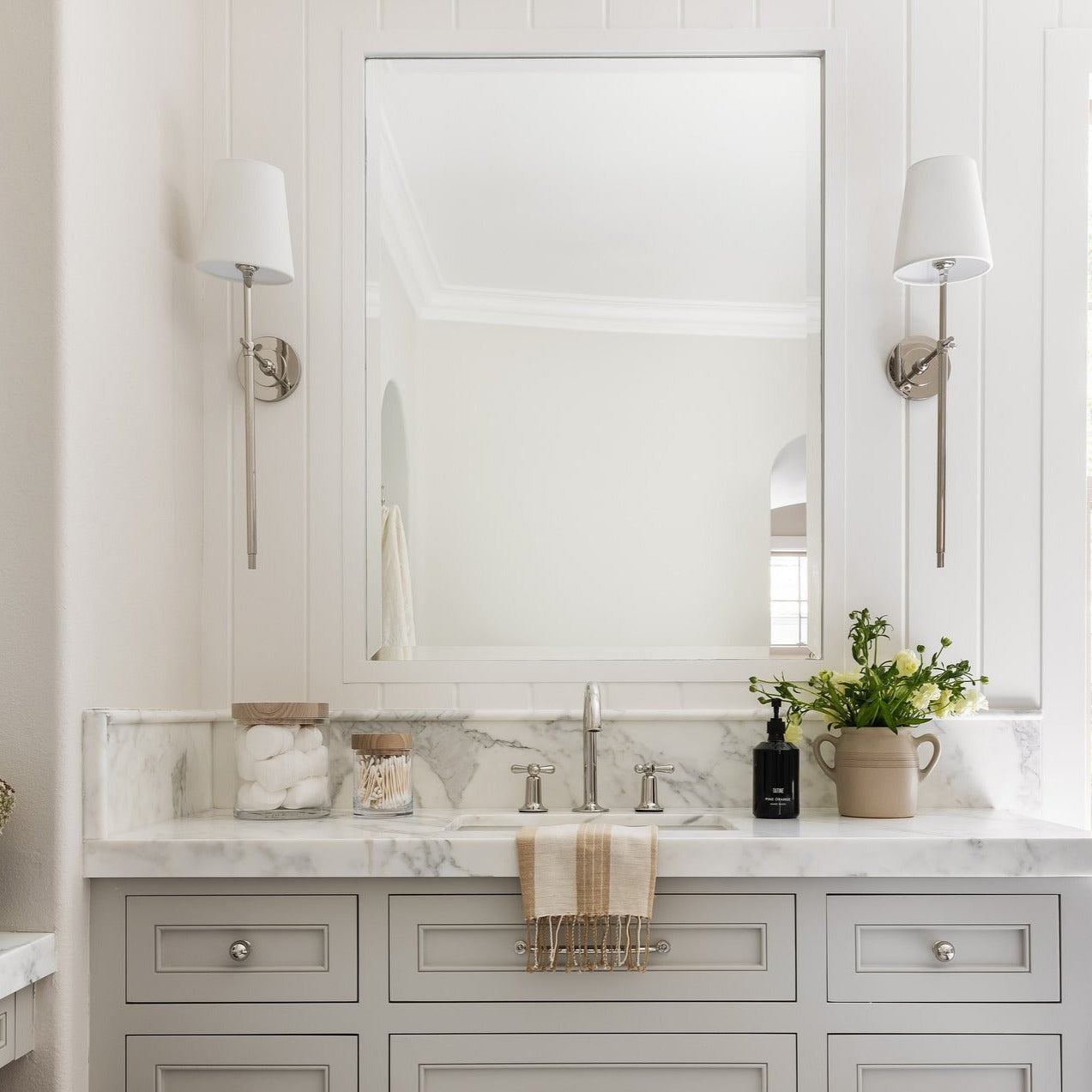 Silva Brass White Tapered Shade Wall Lamp - Letslighting