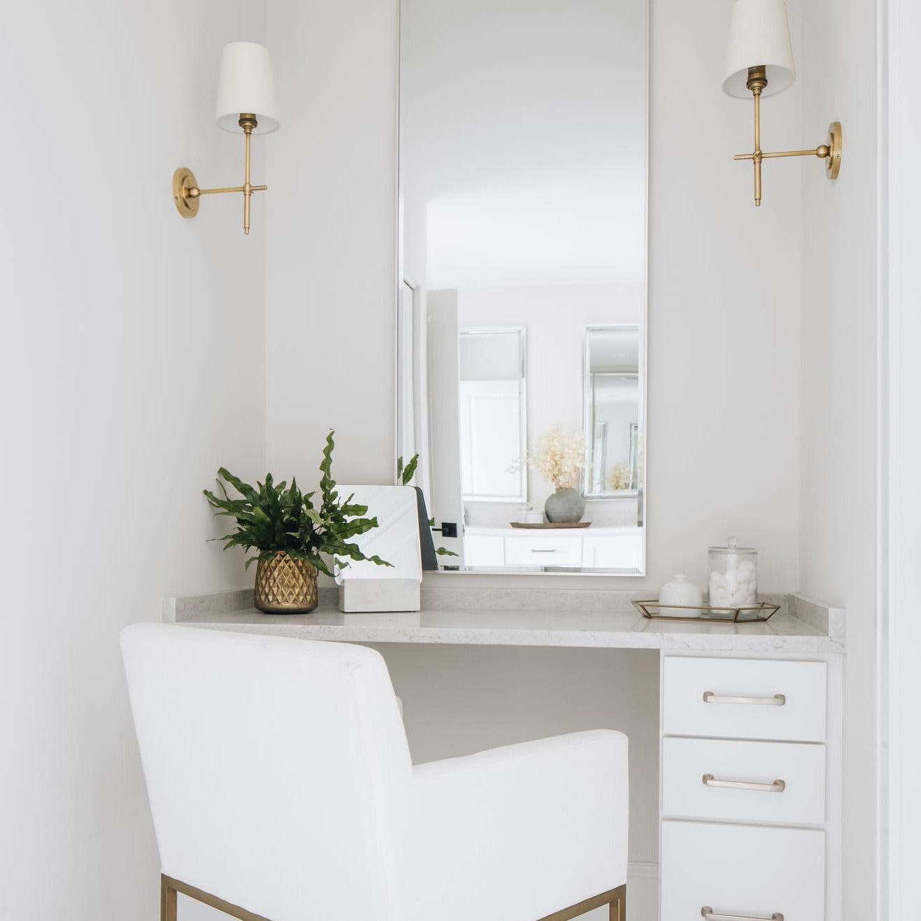 Silva Brass White Tapered Shade Wall Lamp - Letslighting