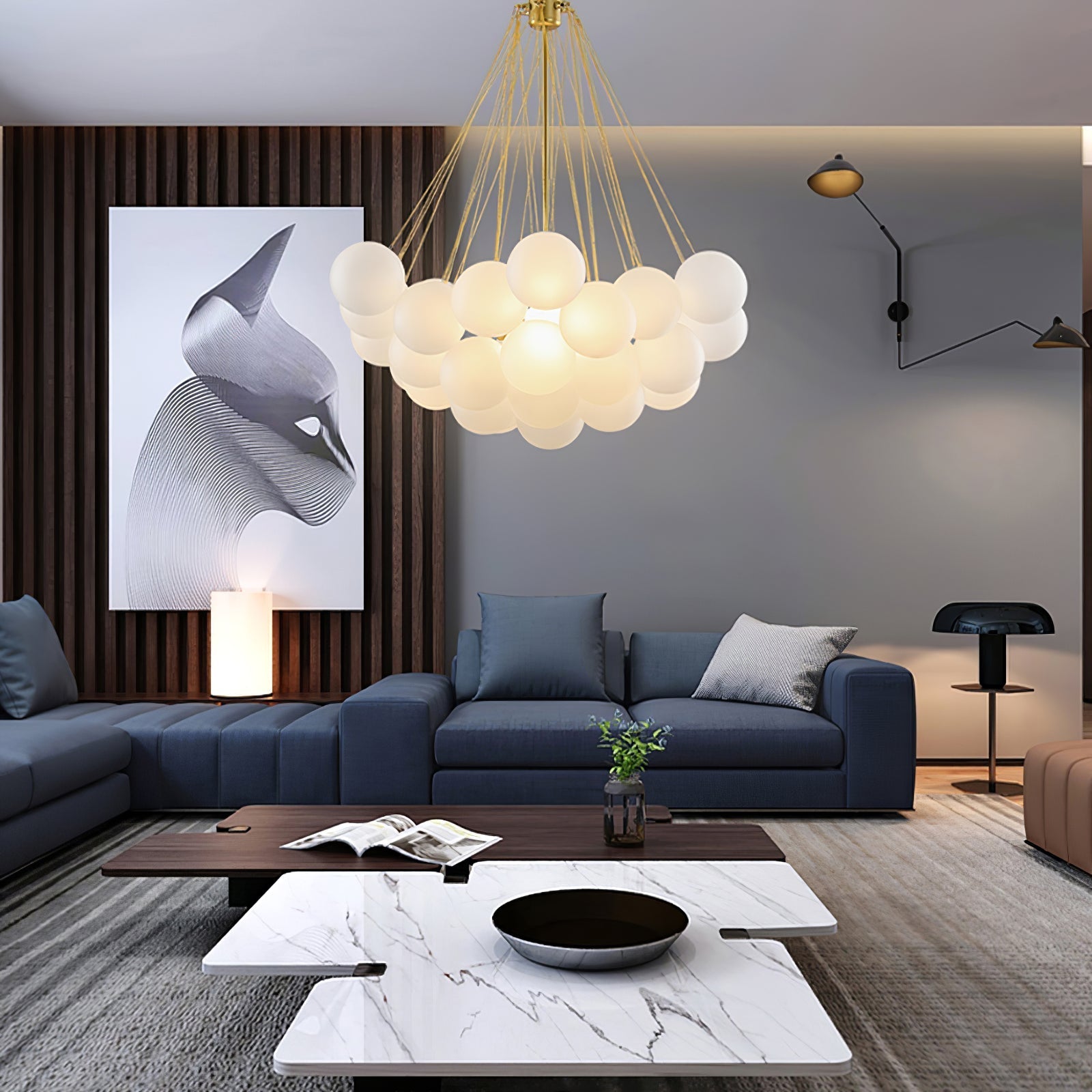 Lustra Chandelier Bubble Frosted Glass - Letslighting
