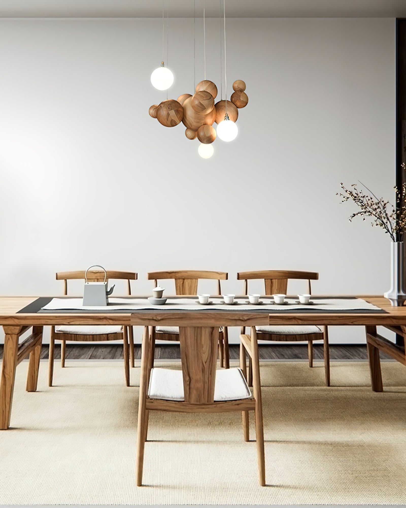 Lustra Chandelier Wood & Acrylic Bubble Ball Cluster - Letslighting