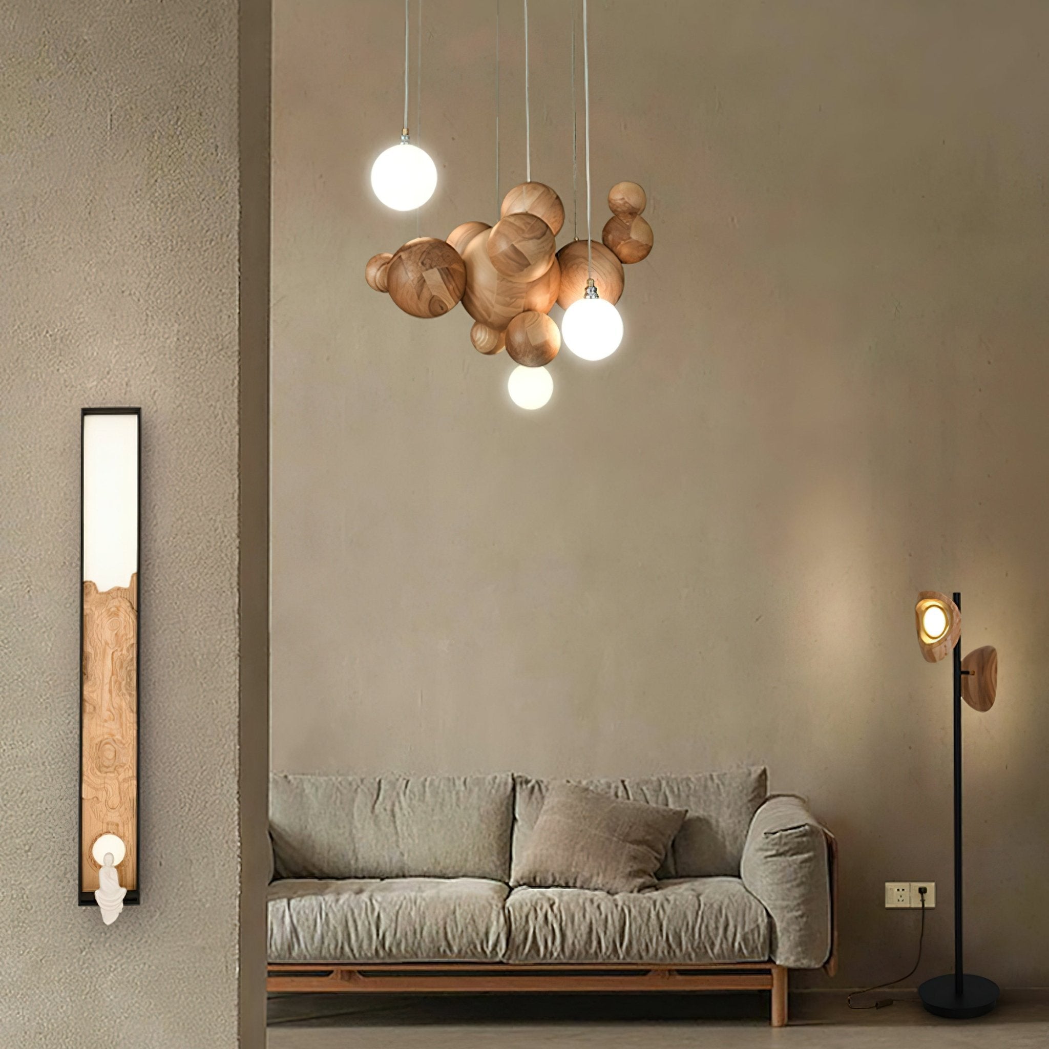 Lustra Chandelier Wood & Acrylic Bubble Ball Cluster - Letslighting