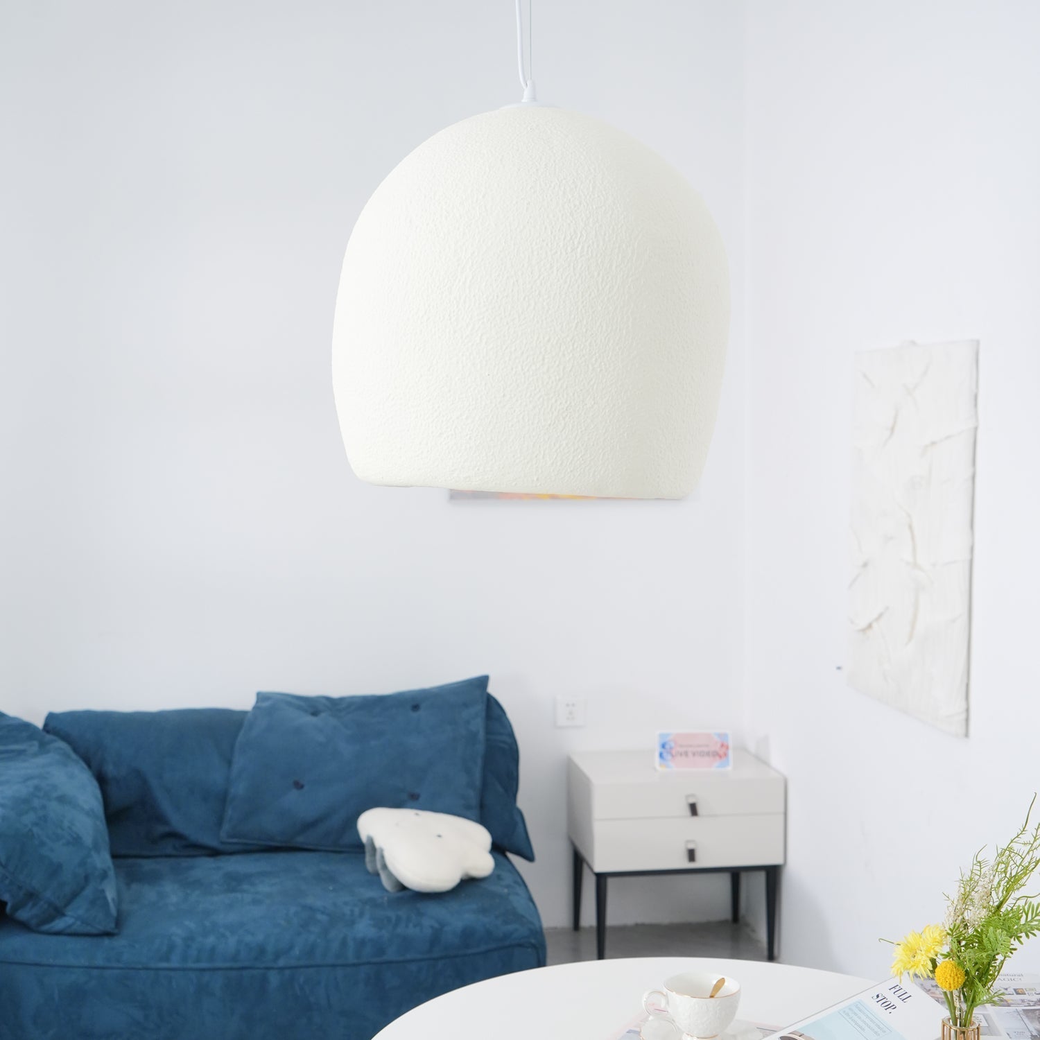 Solara Pendant Lamp Plaster Rounded Dome Wabi Sabi - Letslighting