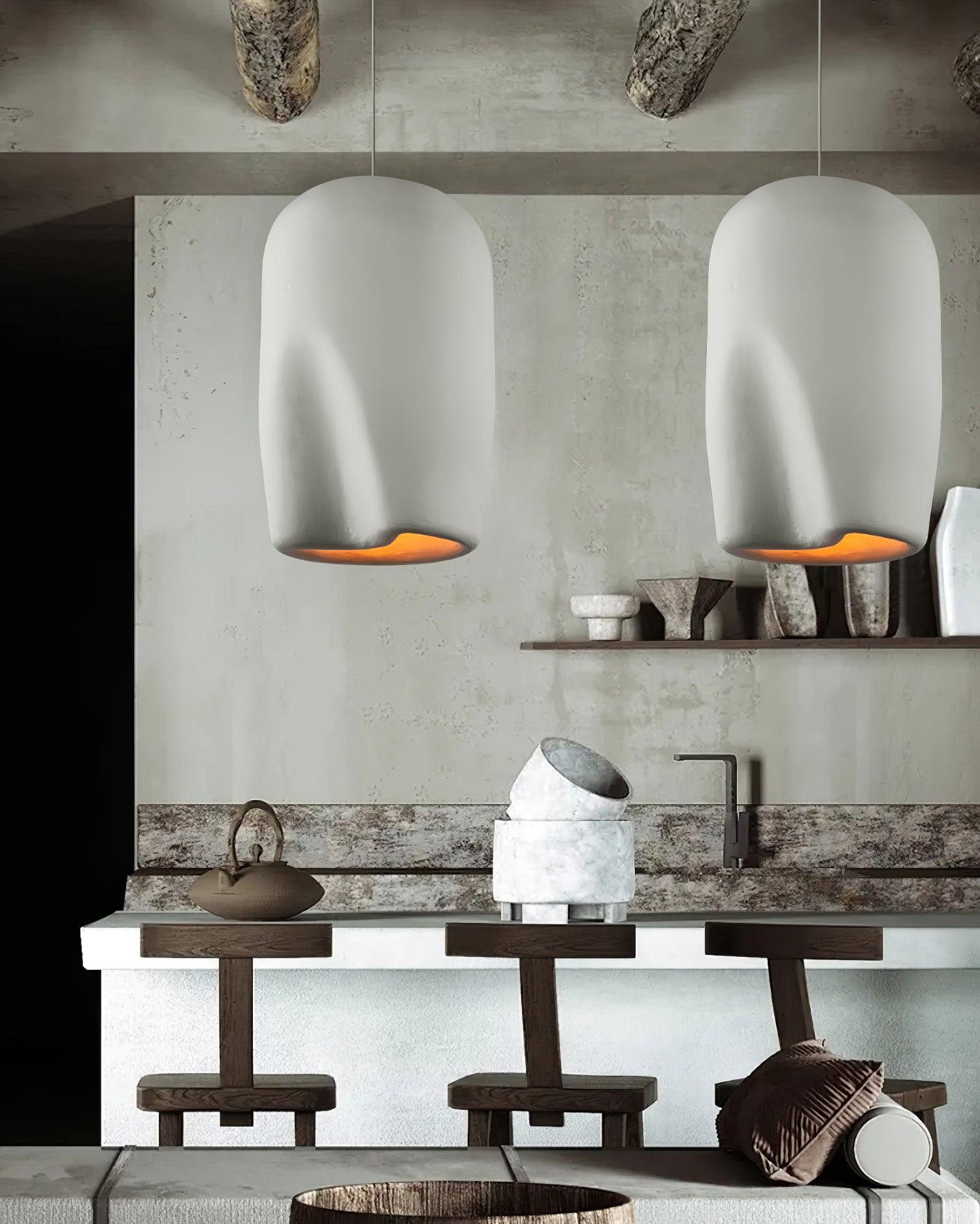 Solara Pendant Lamp Plaster Rounded Dome Wabi Sabi - Letslighting