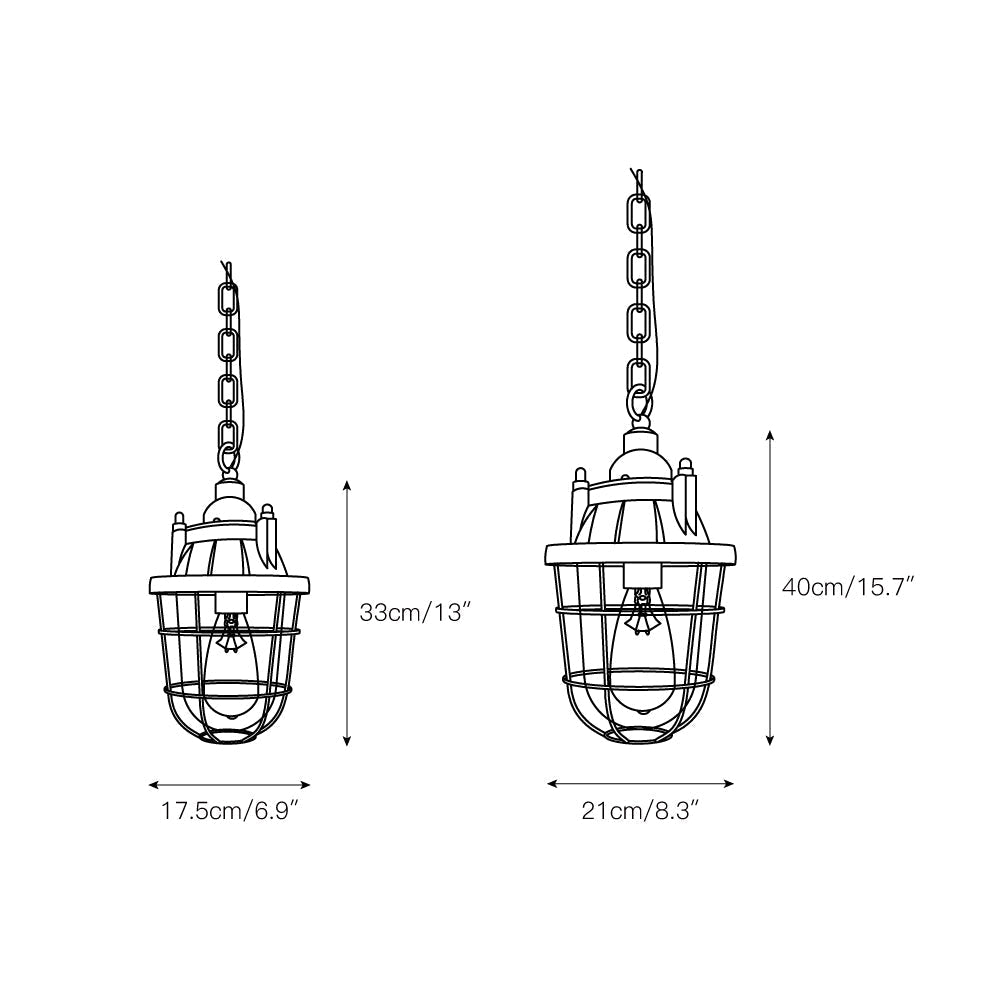 Celest Vintage Industrial Cage Glass Pendant Light - Letslighting