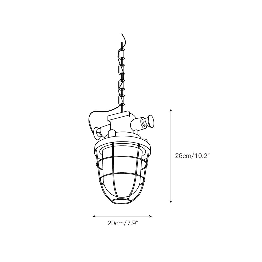 Celest Vintage Industrial Cage Glass Pendant Light - Letslighting