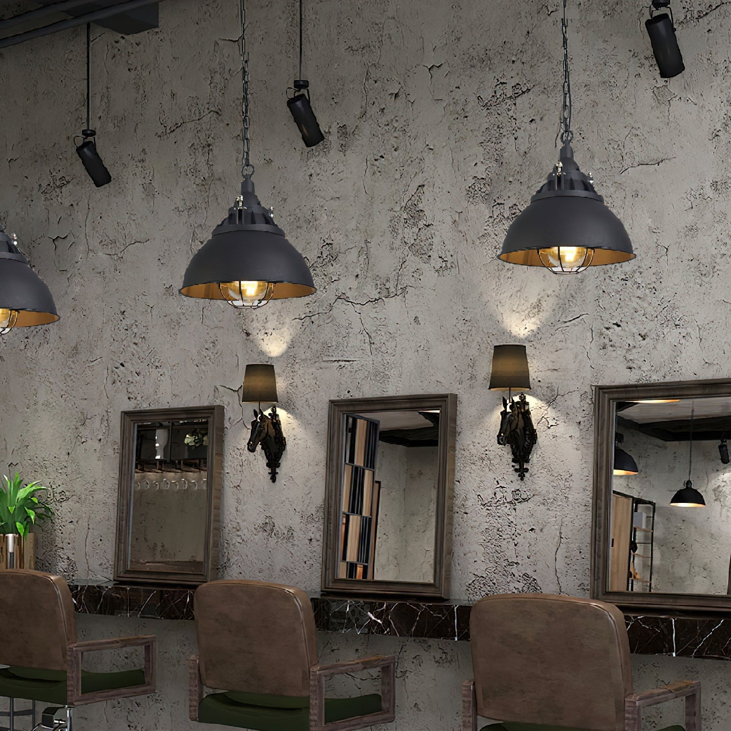 Celest Vintage Industrial Cage Glass Pendant Light - Letslighting