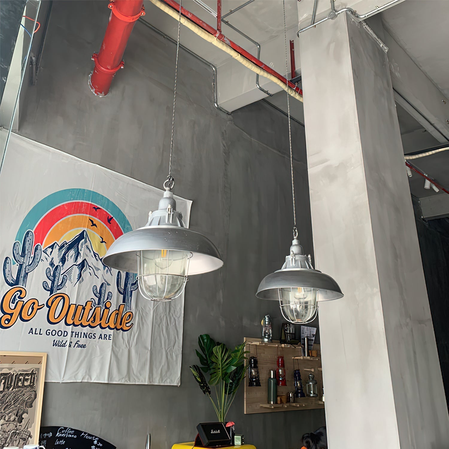 Celest Vintage Industrial Cage Glass Pendant Light - Letslighting