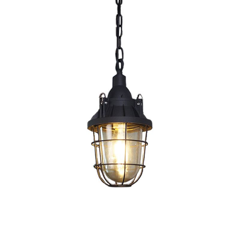 Celest Vintage Industrial Cage Glass Pendant Light - Letslighting