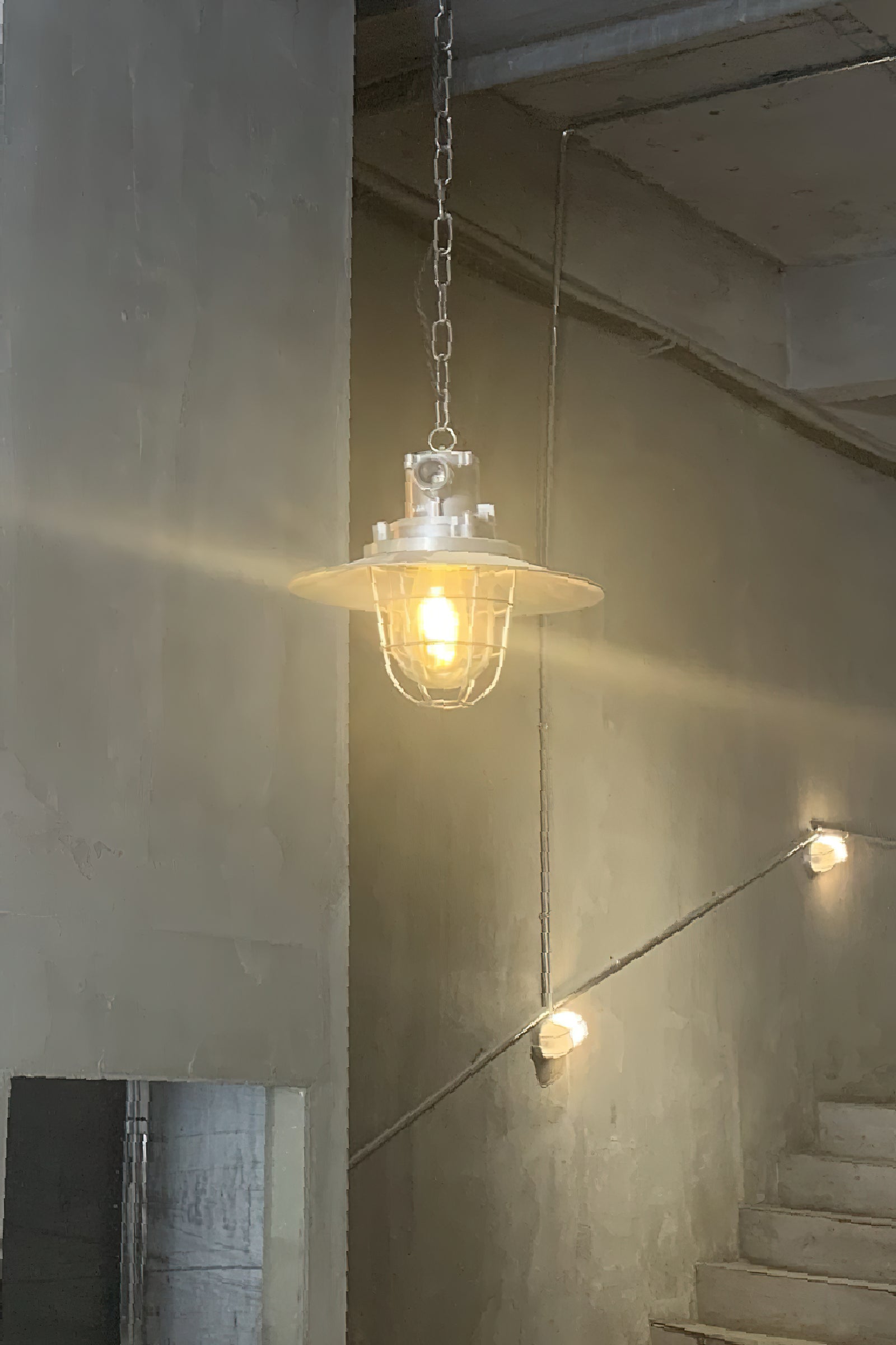 Celest Vintage Industrial Cage Glass Pendant Light - Letslighting
