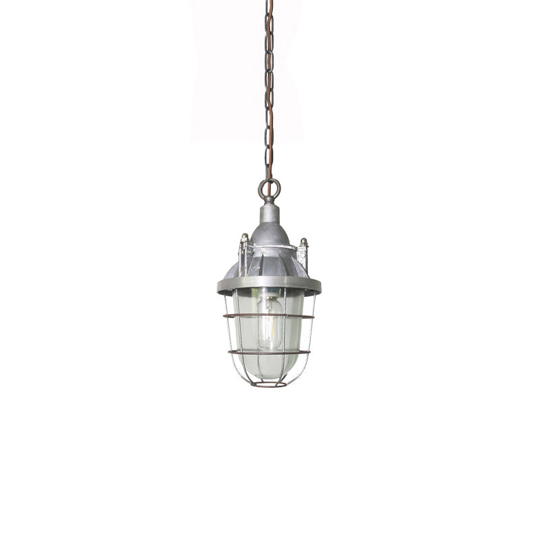 Celest Vintage Industrial Cage Glass Pendant Light - Letslighting
