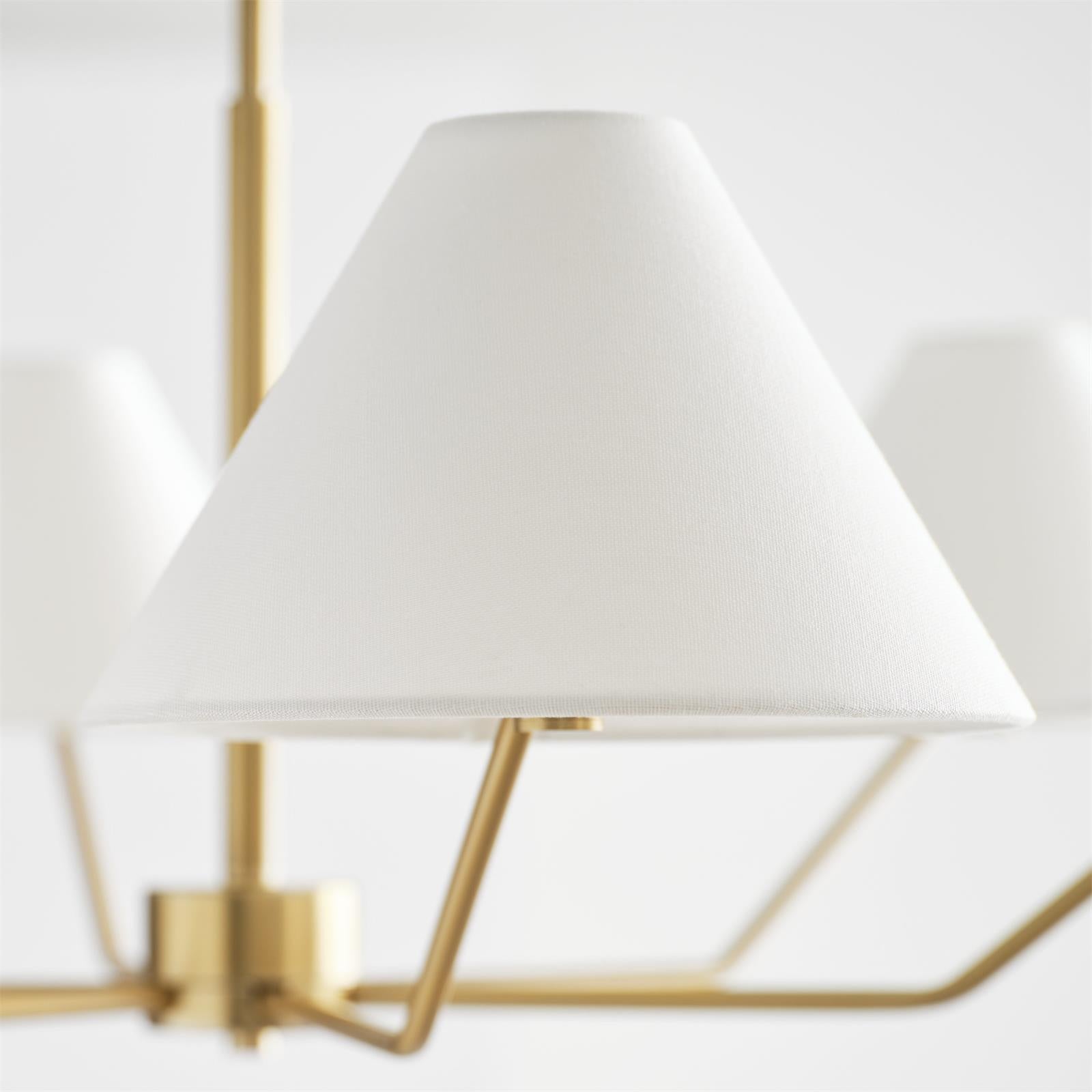 Lustra Chandelier Brass Fabric Cone Shades Modern - Letslighting