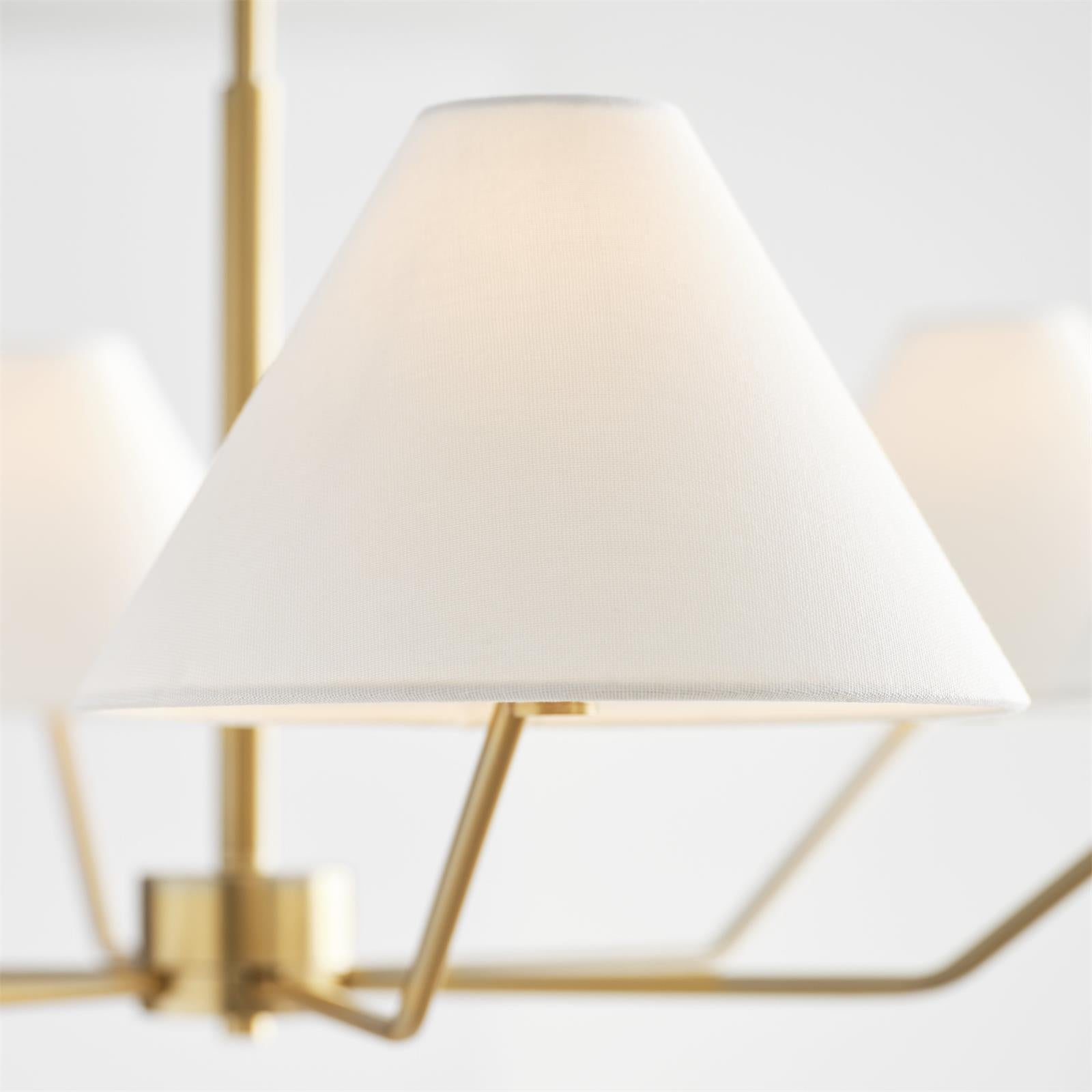 Lustra Chandelier Brass Fabric Cone Shades Modern - Letslighting