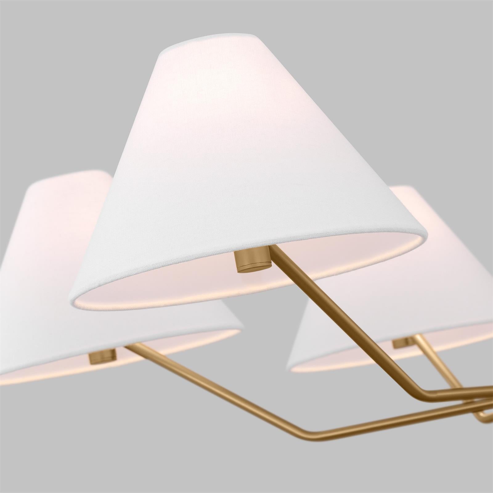 Lustra Chandelier Brass Fabric Cone Shades Modern - Letslighting