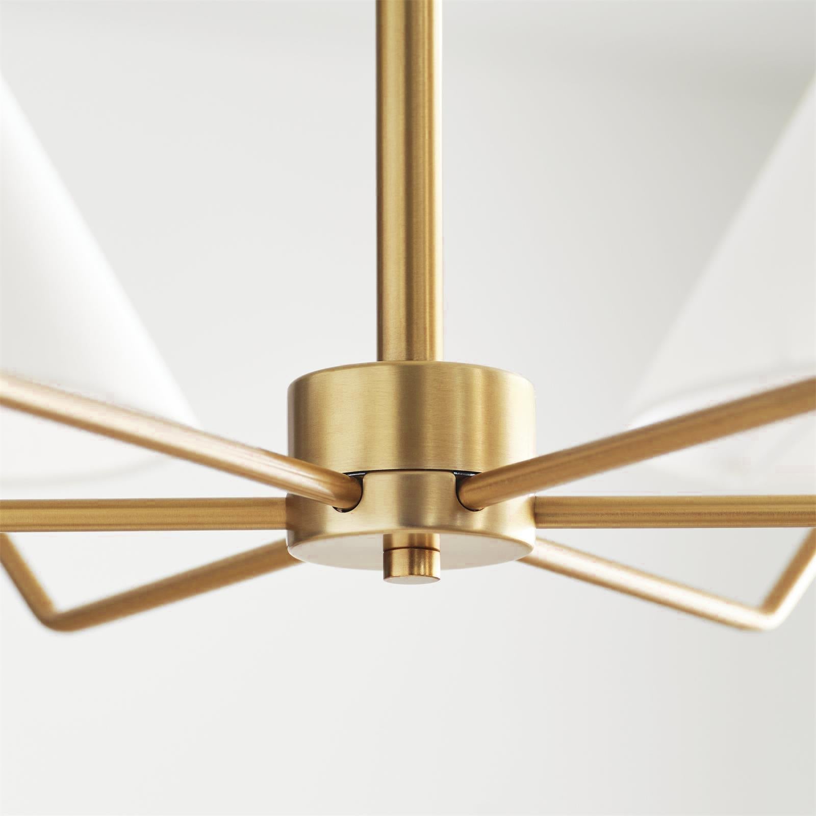 Lustra Chandelier Brass Fabric Cone Shades Modern - Letslighting