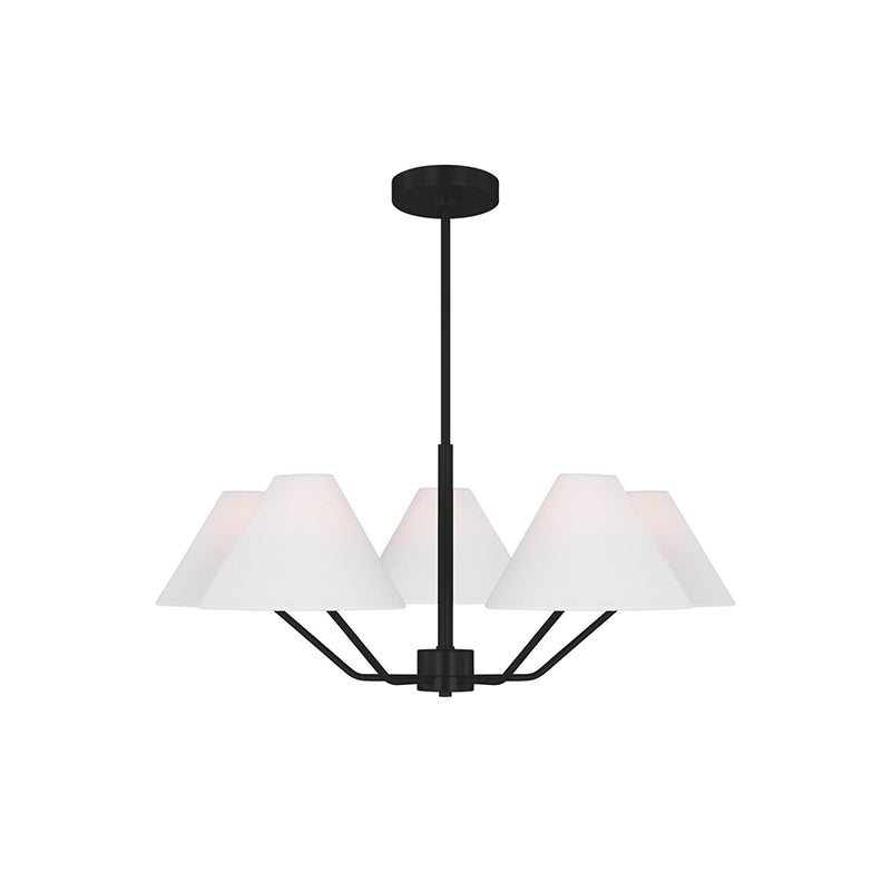 Lustra Chandelier Brass Fabric Cone Shades Modern - Letslighting
