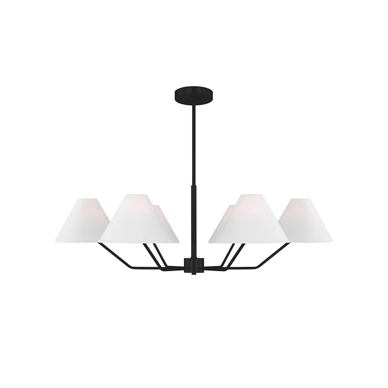Lustra Chandelier Brass Fabric Cone Shades Modern - Letslighting