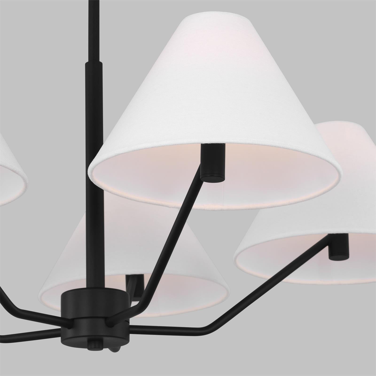 Lustra Chandelier Brass Fabric Cone Shades Modern - Letslighting