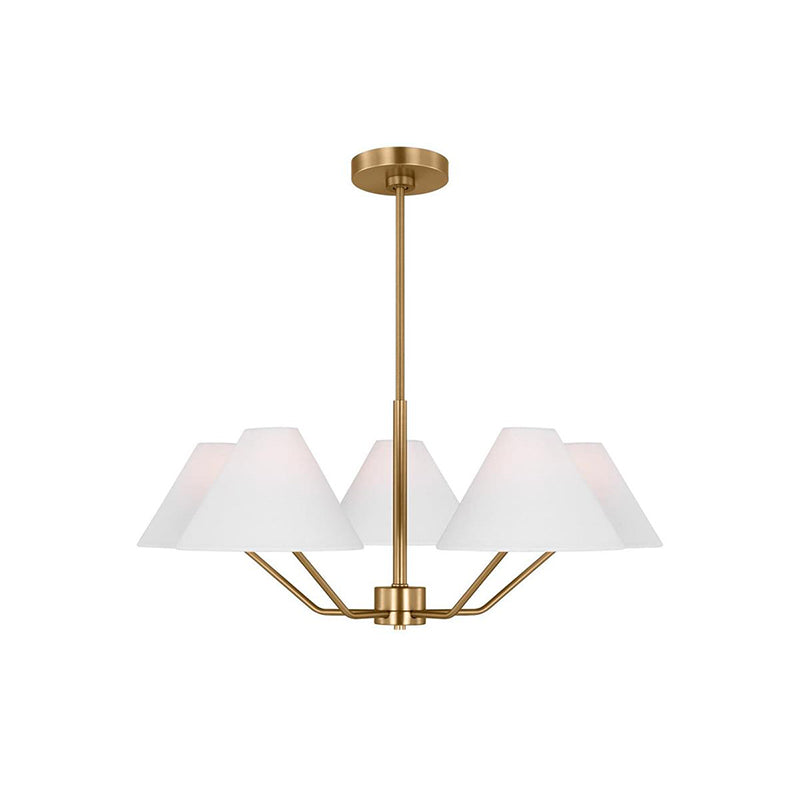 Lustra Chandelier Brass Fabric Cone Shades Modern - Letslighting