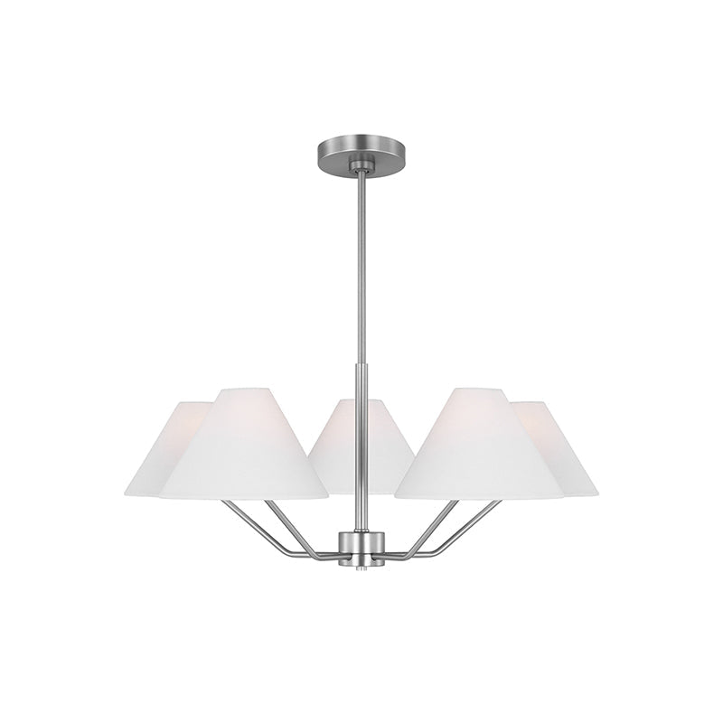 Lustra Chandelier Brass Fabric Cone Shades Modern - Letslighting