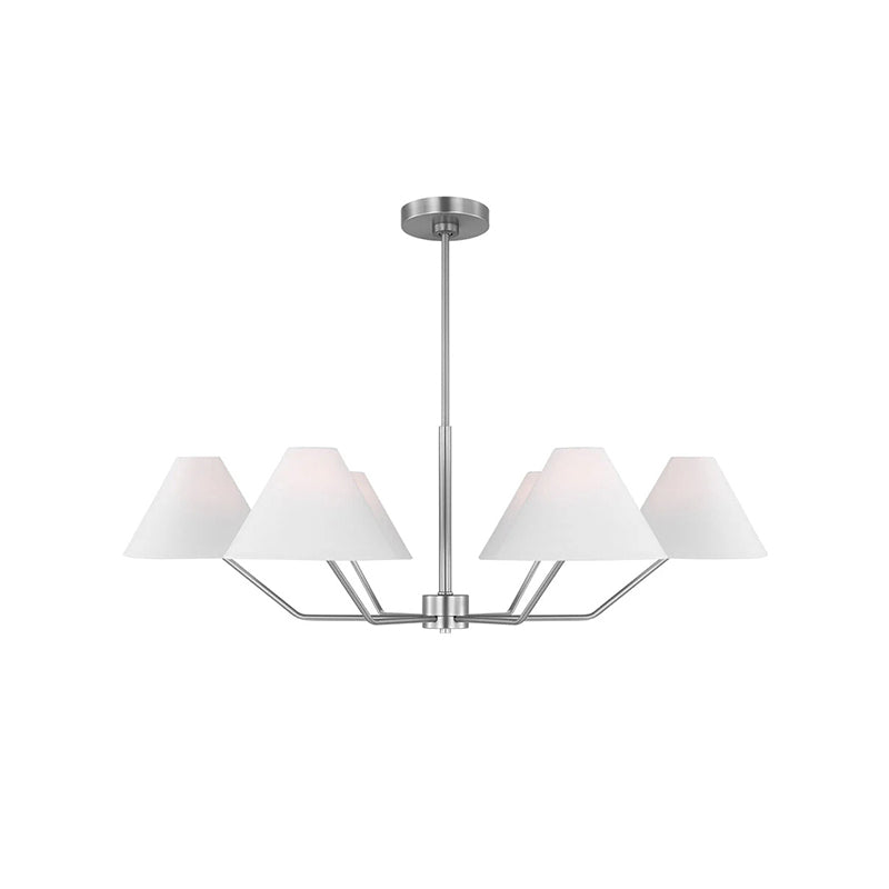 Lustra Chandelier Brass Fabric Cone Shades Modern - Letslighting