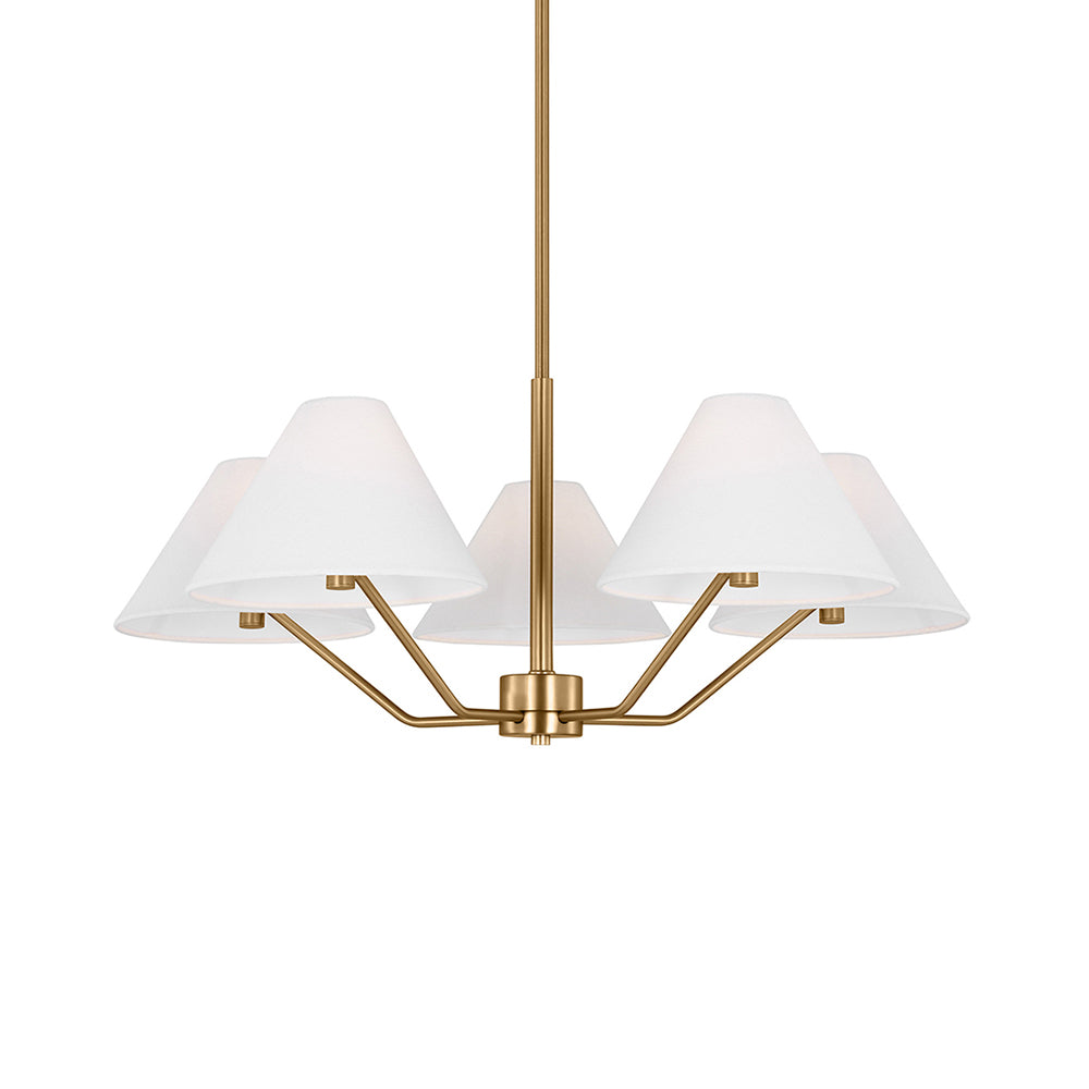 Lustra Chandelier Brass Fabric Cone Shades Modern - Letslighting