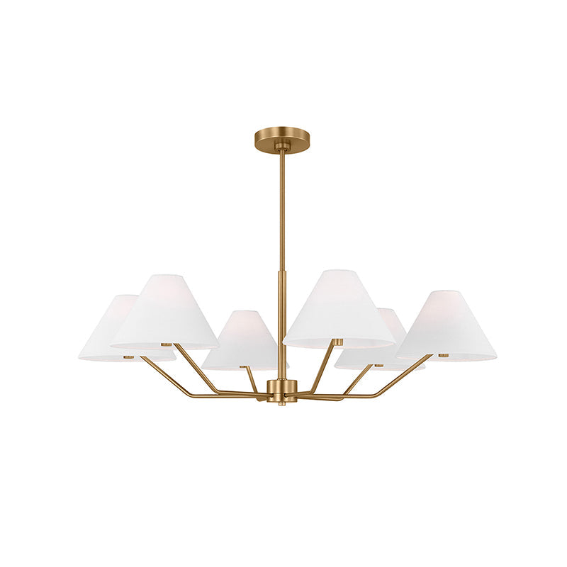 Lustra Chandelier Brass Fabric Cone Shades Modern - Letslighting