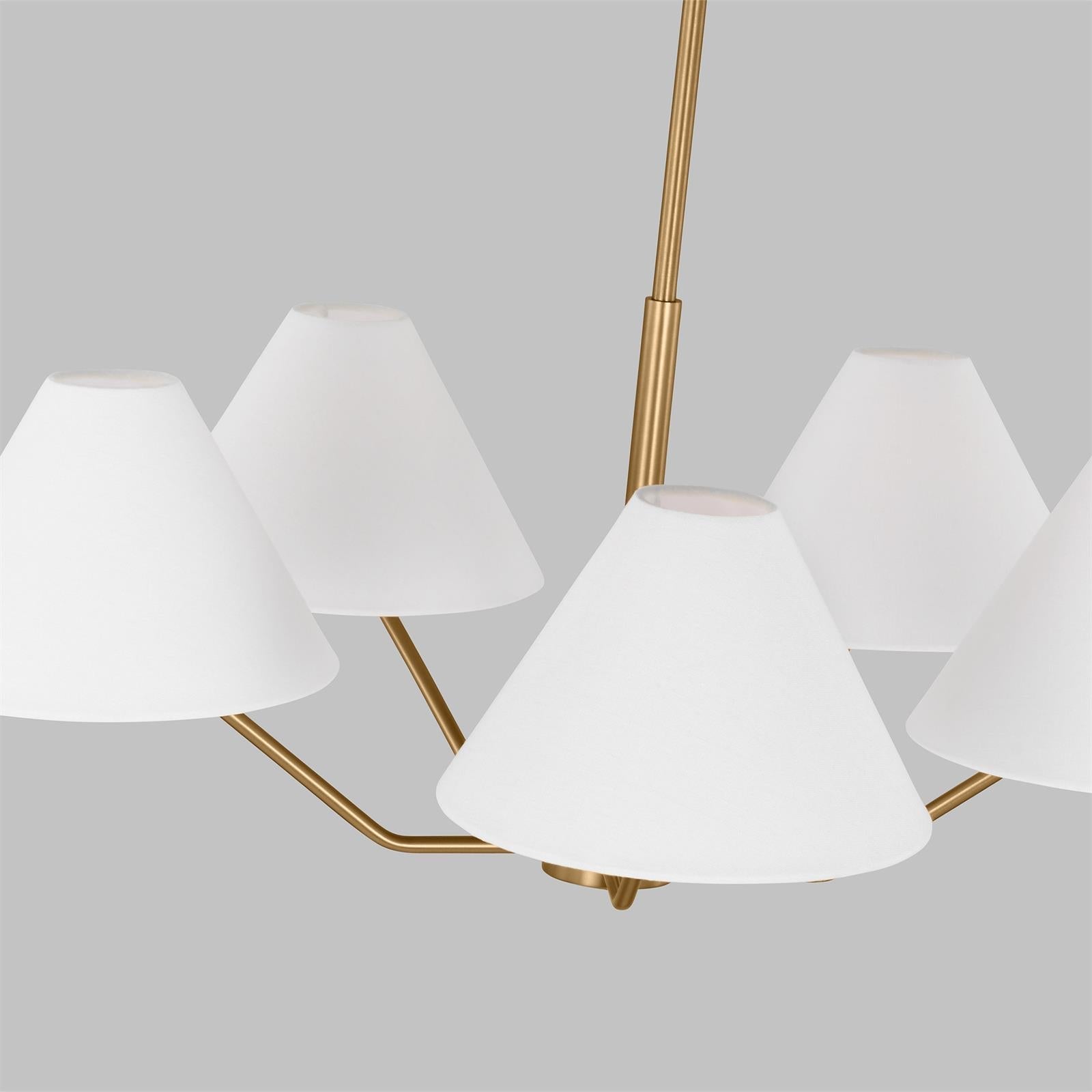Lustra Chandelier Brass Fabric Cone Shades Modern - Letslighting