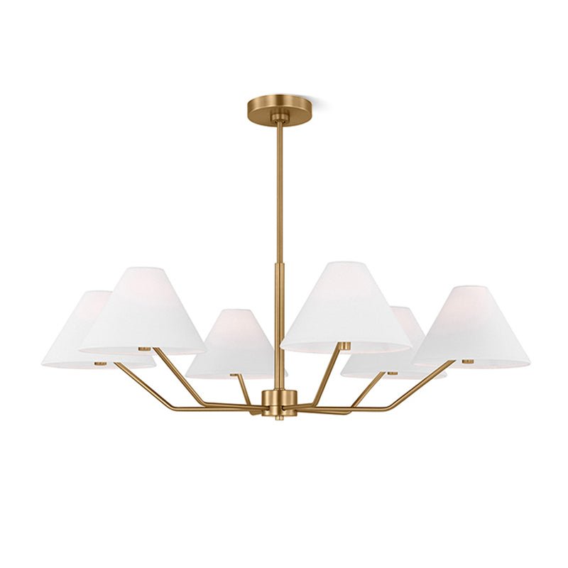 Lustra Chandelier Brass Fabric Cone Shades Modern - Letslighting