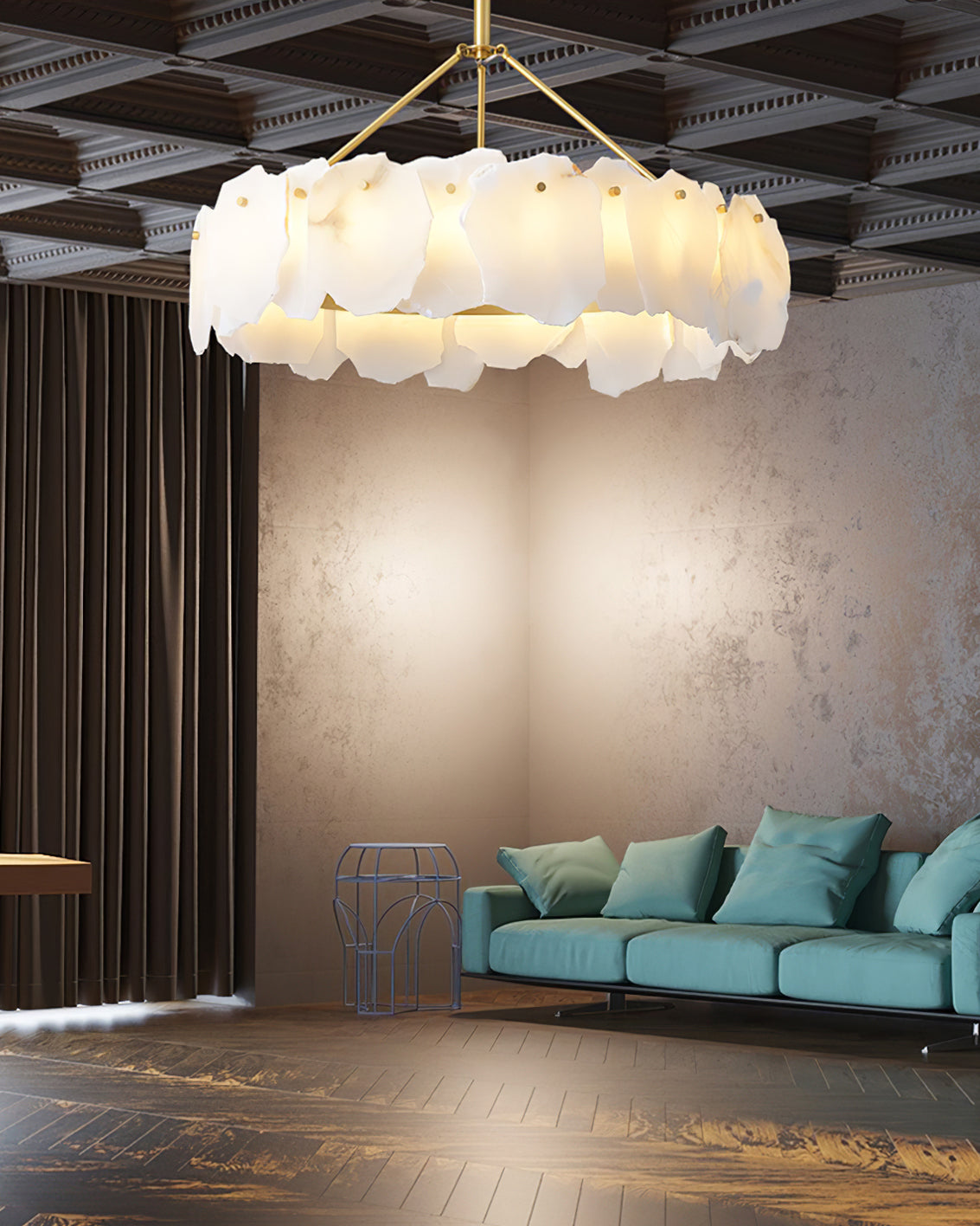 Burton Chandelier Alabaster Layered Halo - Letslighting