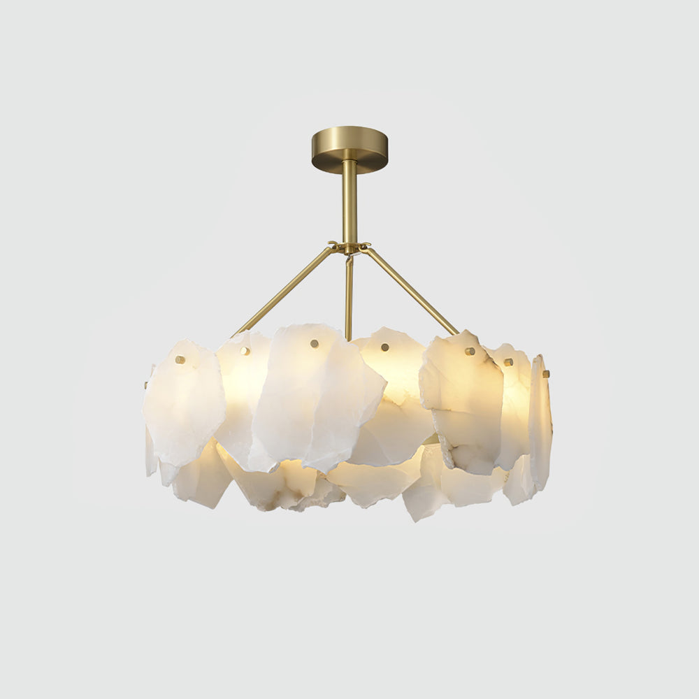 Burton Chandelier Alabaster Layered Halo - Letslighting