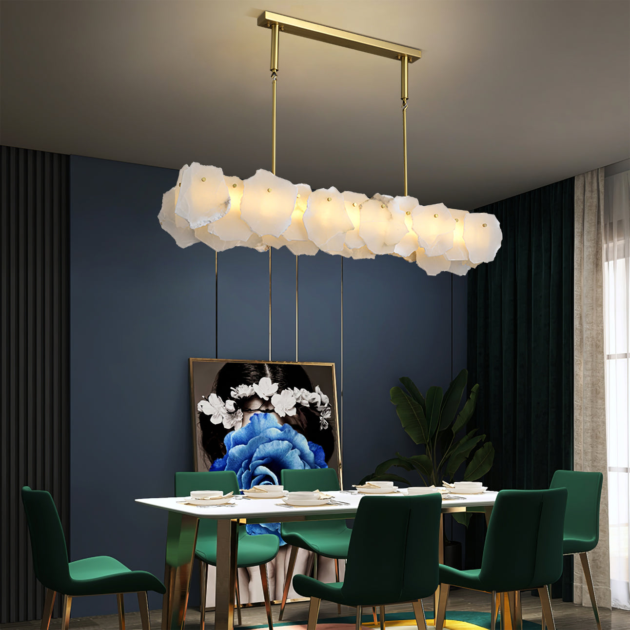 Burton Chandelier Alabaster Layered Halo - Letslighting