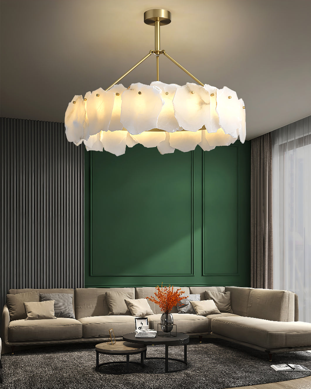 Burton Chandelier Alabaster Layered Halo - Letslighting