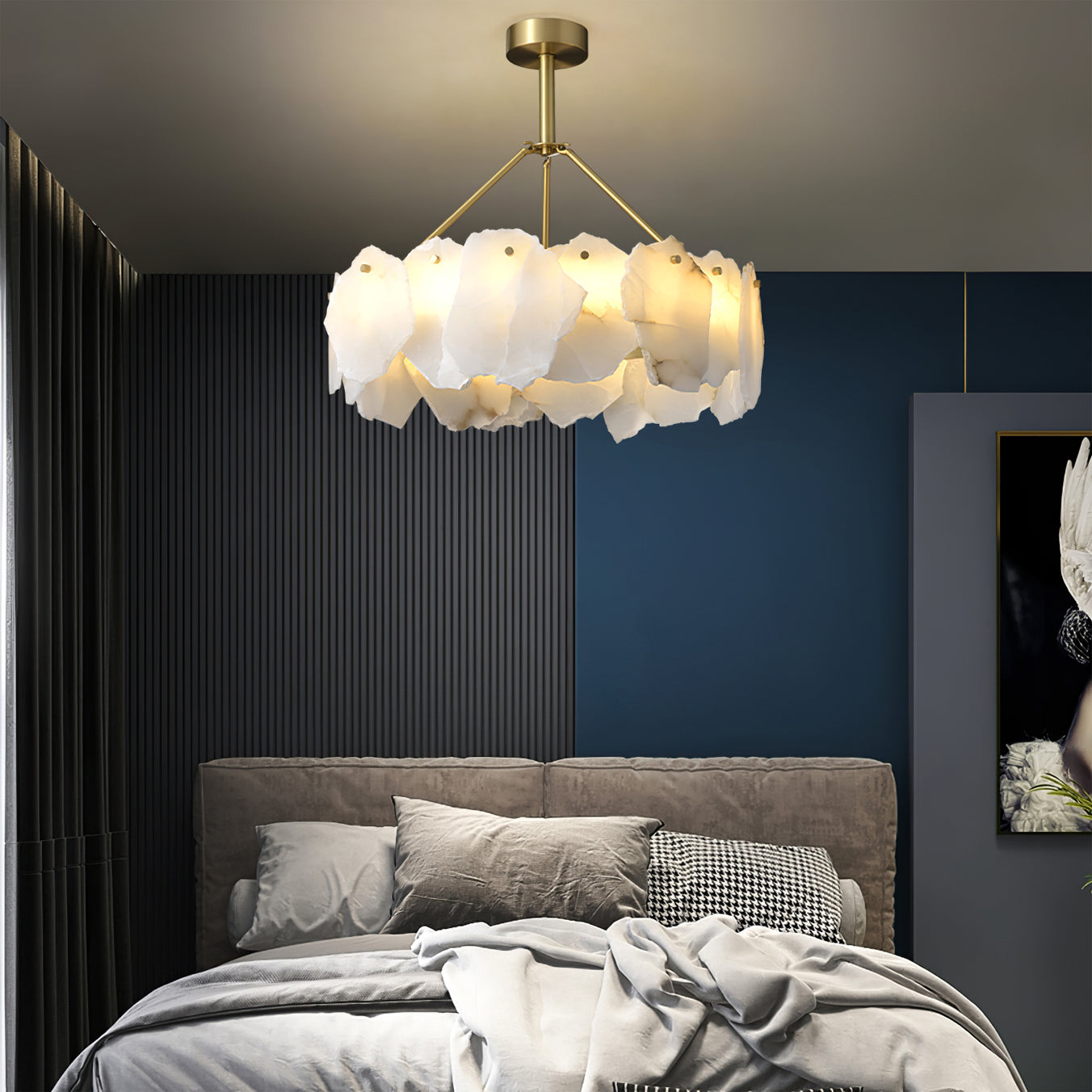 Burton Chandelier Alabaster Layered Halo - Letslighting