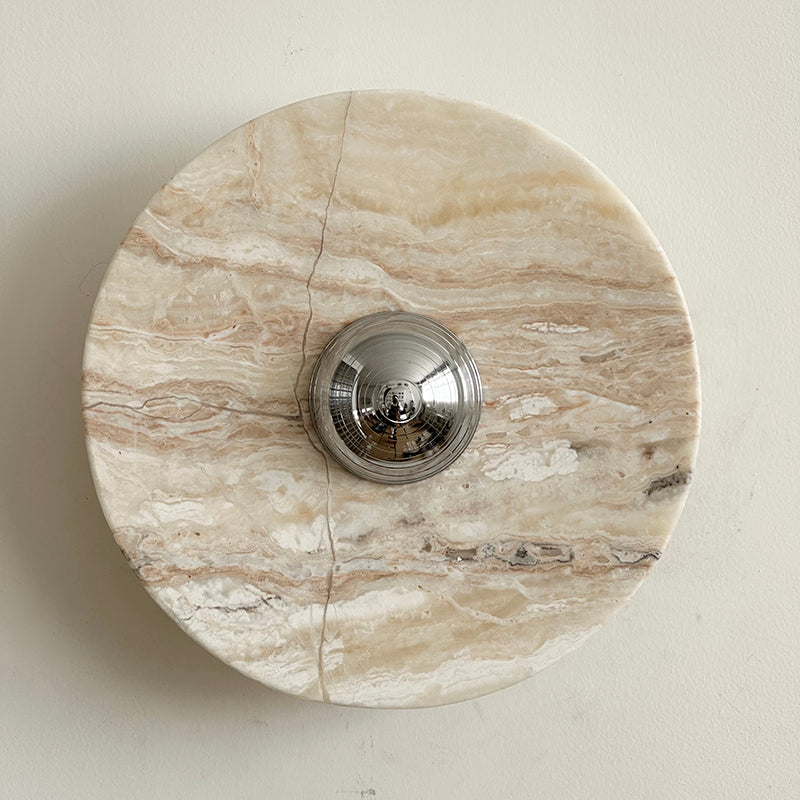 Zeno Modern Minimalist Round Chrome Marble Wall Sconce - Letslighting